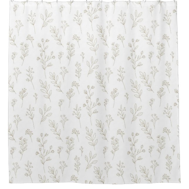 Minimale botanische Line-Art-Muster (9) Duschvorhang (Vorderseite)