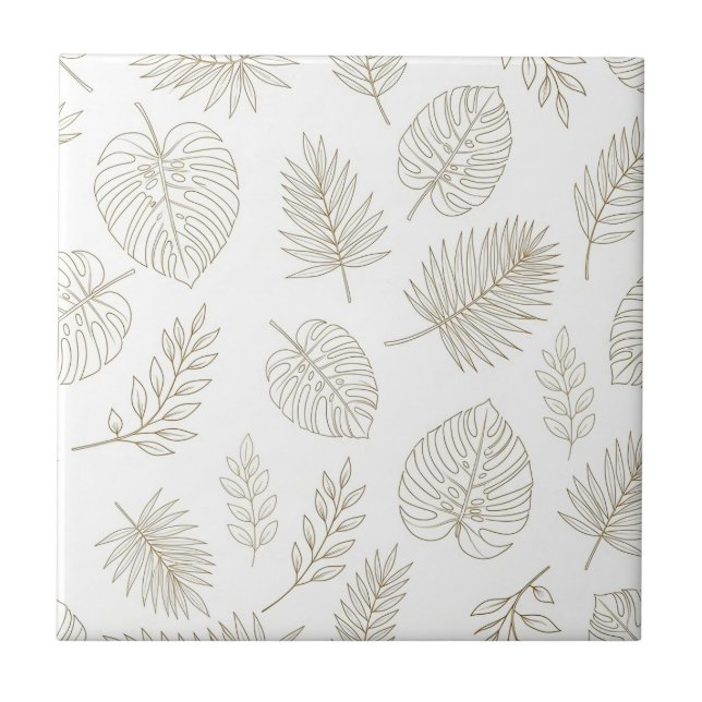 Minimale botanische Linienkunst-Muster (6) Fliese (Vorderseite)