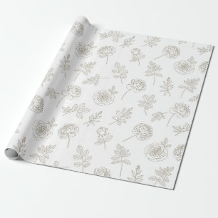 Minimale botanische Linienkunst-Muster (8) Geschenkpapier