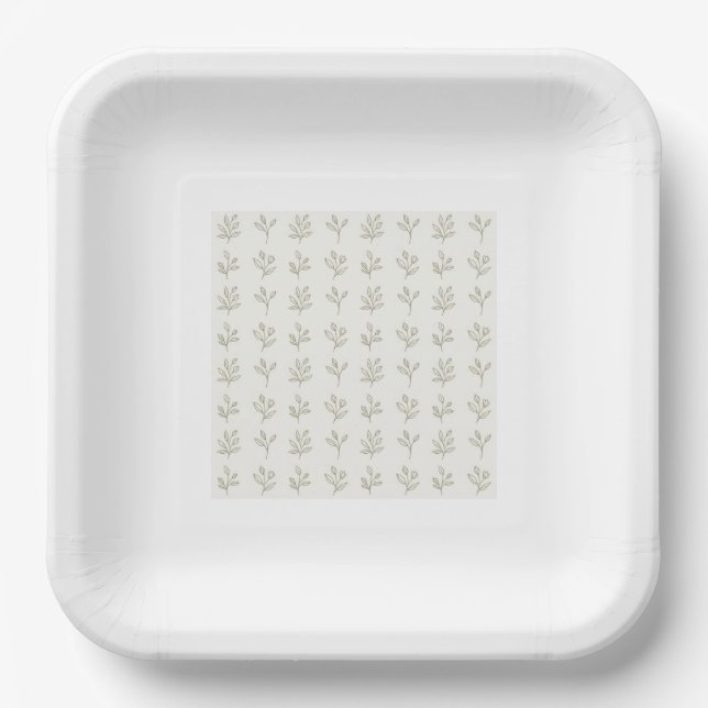 Minimale Botanische Pappteller im Quadratformat (Vorderseite)