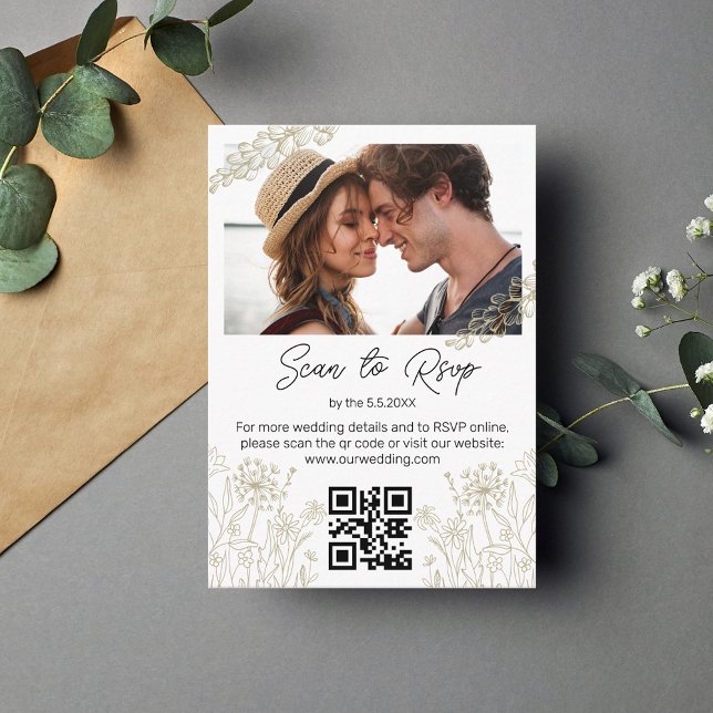 minimale botanische qr Code uAwg Hochzeit Begleitkarte (Von Creator hochgeladen)