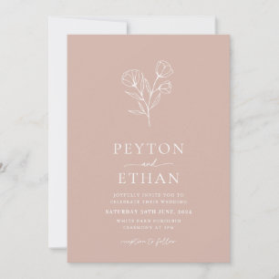 Minimale botanische rosa Hochzeit Einladung PEYTON