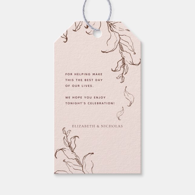 Minimale Botanische Terracotta Hochzeit Vielen Dan Geschenkanhänger (Vorderseite)