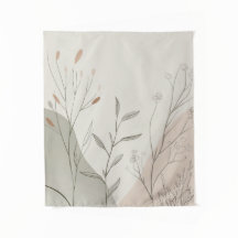 Minimale botanische Wanduhr – Abstrakte Wildblume
