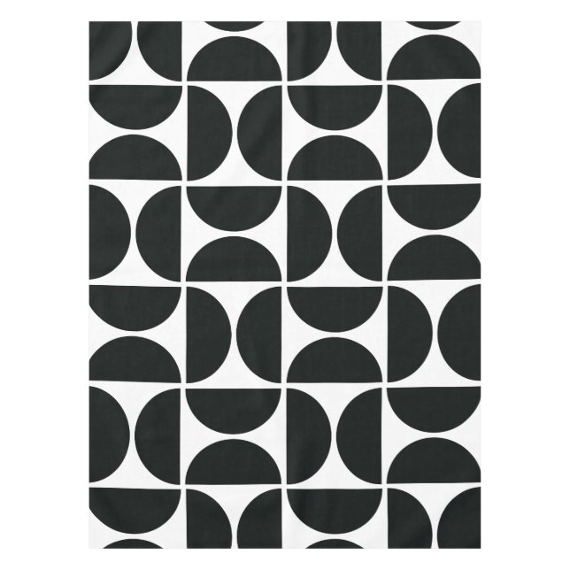 Minimale Bowls des Mitteljahrhunderts Schwarz-weiß Tischdecke (Vorderseite)