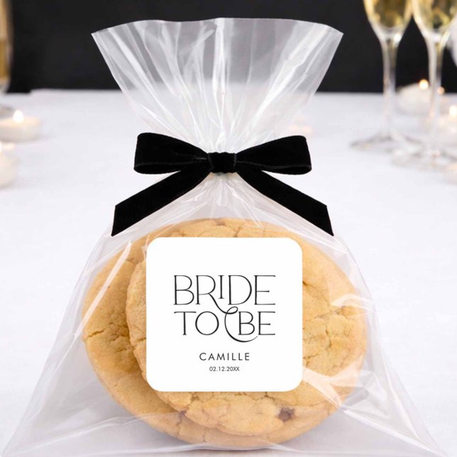 Minimale Braut-to-Be-Brautparty Quadratischer Aufkleber (Bride to Be Favor Sticker)