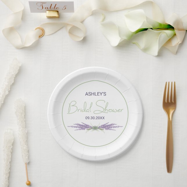Minimale Brautparty Lavendel Blume Herb Bundles Pappteller (Hochzeit)