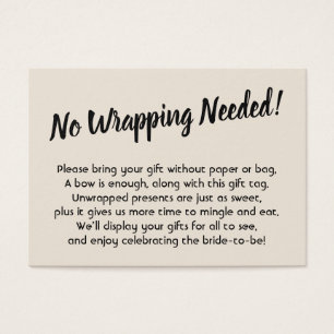 Minimale Bridal No Wrap Dusche Cream Geschenkkarte