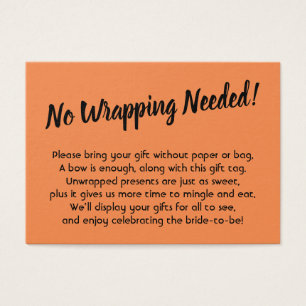 Minimale Bridal No Wrap Shower Orange Geschenkkart