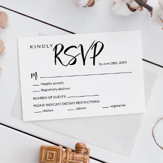 Minimale Brush-Calligraphy-Hochzeits-RSVP-Karte RSVP Karte