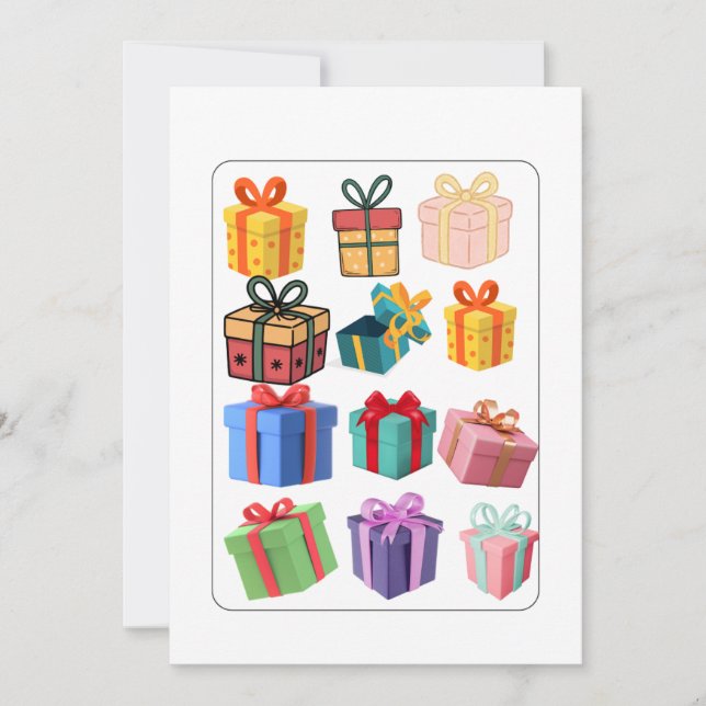 Minimale bunte Geschenke Feiertagskarte (Vorderseite)