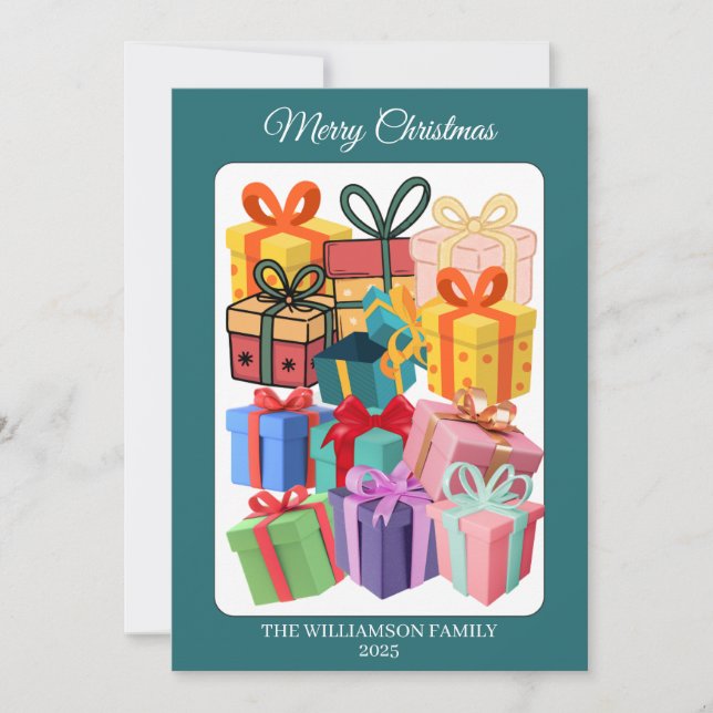 Minimale Bunte Geschenke Feiertagskarte (Vorderseite)