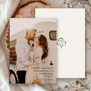 Minimale Casual-Hochzeitsfotos   Moderne Schrift Einladung