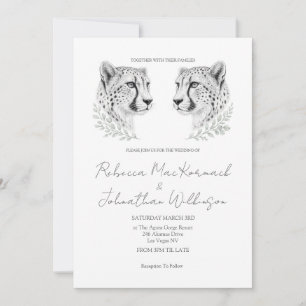 Minimale Cheetah Chic Schwarze Schrift Großkatzen Einladung