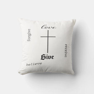 Minimale christliche Kreuz-Typografie   Liebe Verz Kissen
