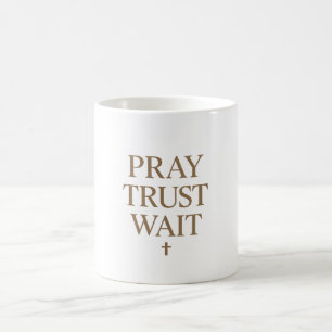 Minimale christliche Typografie – Beten Vertrauen  Kaffeetasse