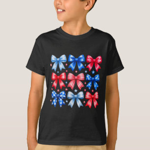 Minimale Coquette-Schleifen Rot Weiß Blau T-Shirt