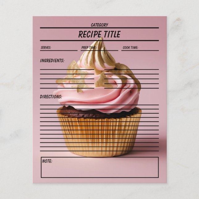 Minimale Cupcake Rezept Buchvorlage (Vorderseite)