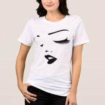 Minimale Damen-T-Shirts mit Gesichts-Linienkunst