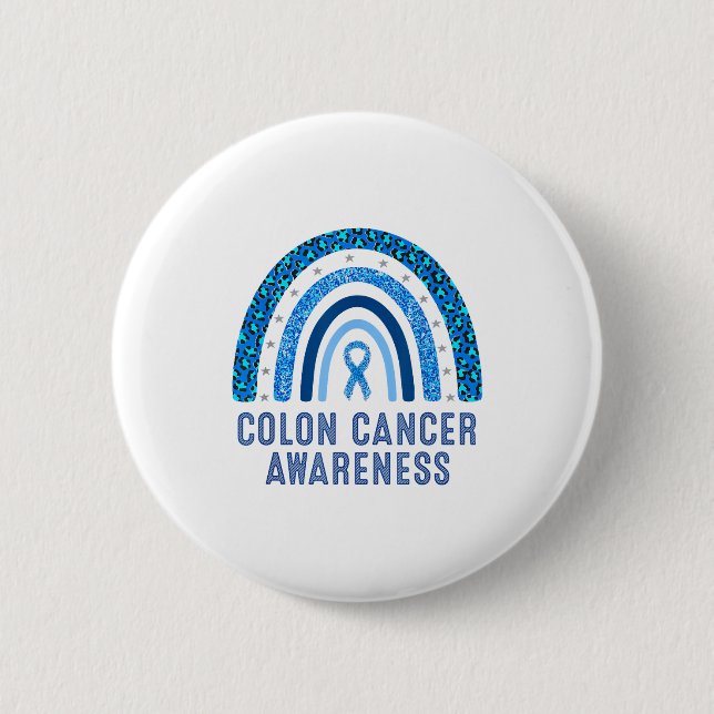 Minimale Darmkrebsaufklärung Blaue Schleife Button (Vorderseite)