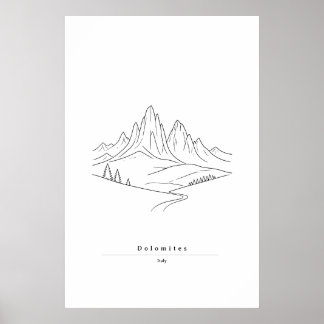 Minimale Dolomiten-Linienkunst | Italienischer Ber Poster