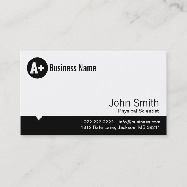 Minimale Dot Physical Scientist Business Card Visitenkarte (Vorderseite)