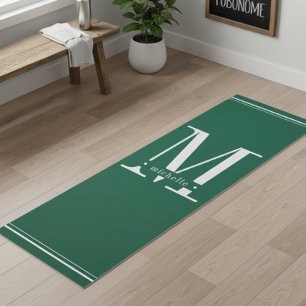 Minimale dunkelgrüne und weiße Monogramm Yogamatte
