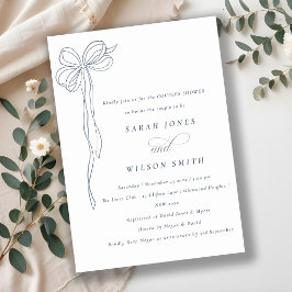 Minimale Dusky Blue Coquette-Bogen-Hochzeitsparty Einladung