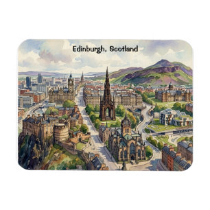 Minimale Edinburgh Schottland Stadtansicht Aquarel Magnet