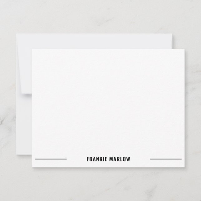 Minimale einfache klassische Maskuline White Note  Mitteilungskarte (Vorderseite)