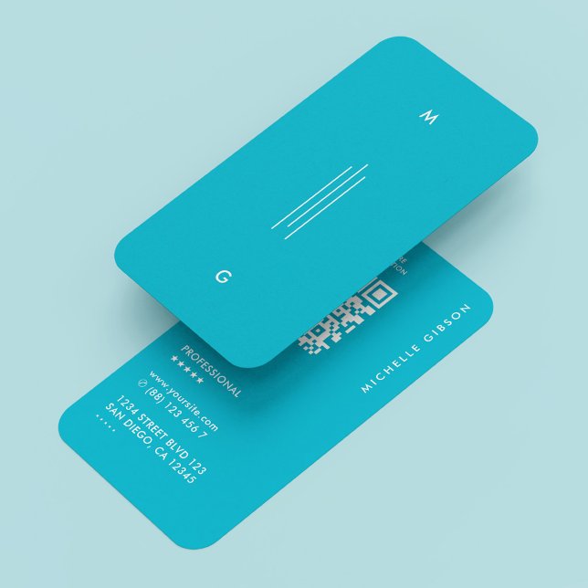 Minimale einfache professionelle Initialen Linien  Visitenkarte (Minimal Simple Professional Initials Lines Blue Business Card
)