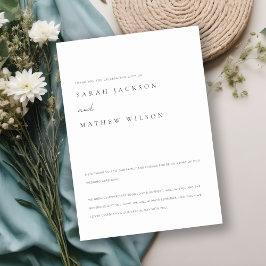 Minimale einfache Schwarz-Weiß-Typografie-Hochzeit Dankeskarte