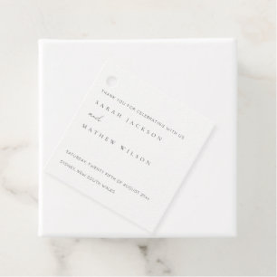 Minimale einfache Schwarz-Weiß-Typografie-Hochzeit Geschenkanhänger