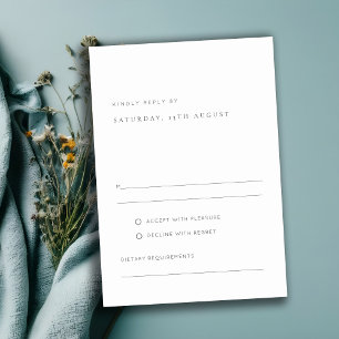 Minimale einfache Schwarz-Weiß-Typografie-Hochzeit RSVP Karte