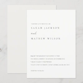 Minimale einfache Schwarz-weiße Typografie Vow Ern Einladung