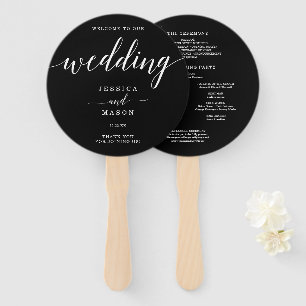 Minimale Elegance Einfache Schwarz-Weiß Hochzeit H Fächer
