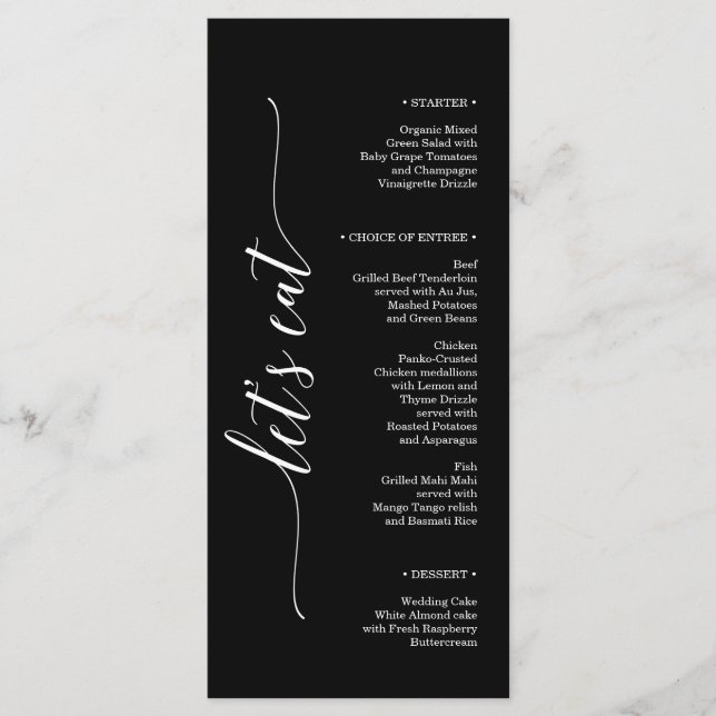 Minimale Elegance Wedding Brautparty Menu Menükarte (Vorderseite)
