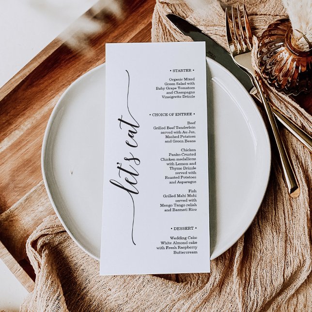 Minimale Elegance Wedding Brautparty Menu Menükarte (Von Creator hochgeladen)