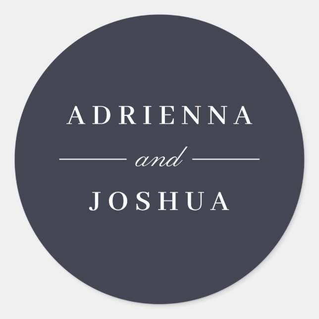 Minimale Elegant Monogram Wedding Runder Aufkleber (Vorderseite)