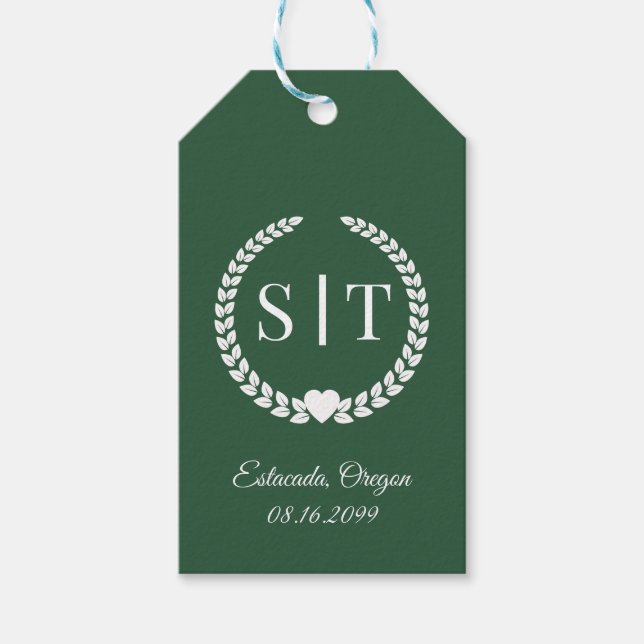Minimale Elegant Typografy Monogram Initials Geschenkanhänger (Vorderseite)