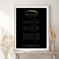 Minimale elegante Augenbrauen-Salon-Preisliste