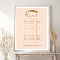 Minimale elegante Augenbrauen-Salon-Preisliste