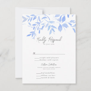 Minimale elegante blaue bemalte Porzellan RSVP Karte