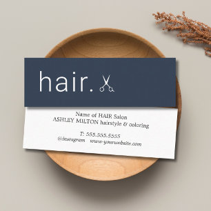 Minimale elegante blaue weiße Schere Friseur  Mini Visitenkarte