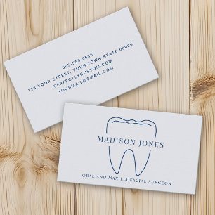 Minimale elegante blaue Zahnarzt-Logo-Moderne  Visitenkarte