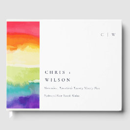 Minimale Elegante farbenfrohe Rainbow-Hochzeit Gästebuch
