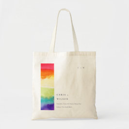 Minimale Elegante farbenfrohe Rainbow-Hochzeit Tragetasche