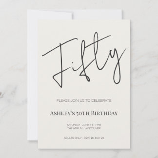 Minimale elegante Feier zum 50. Geburtstag Einladung