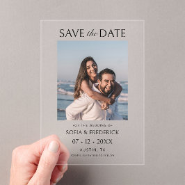 Minimale elegante Foto-Hochzeit-Einladungskarte zu Acryleinladungen