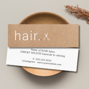Minimale elegante gedruckte Kraft-Schere Friseur Mini Visitenkarte